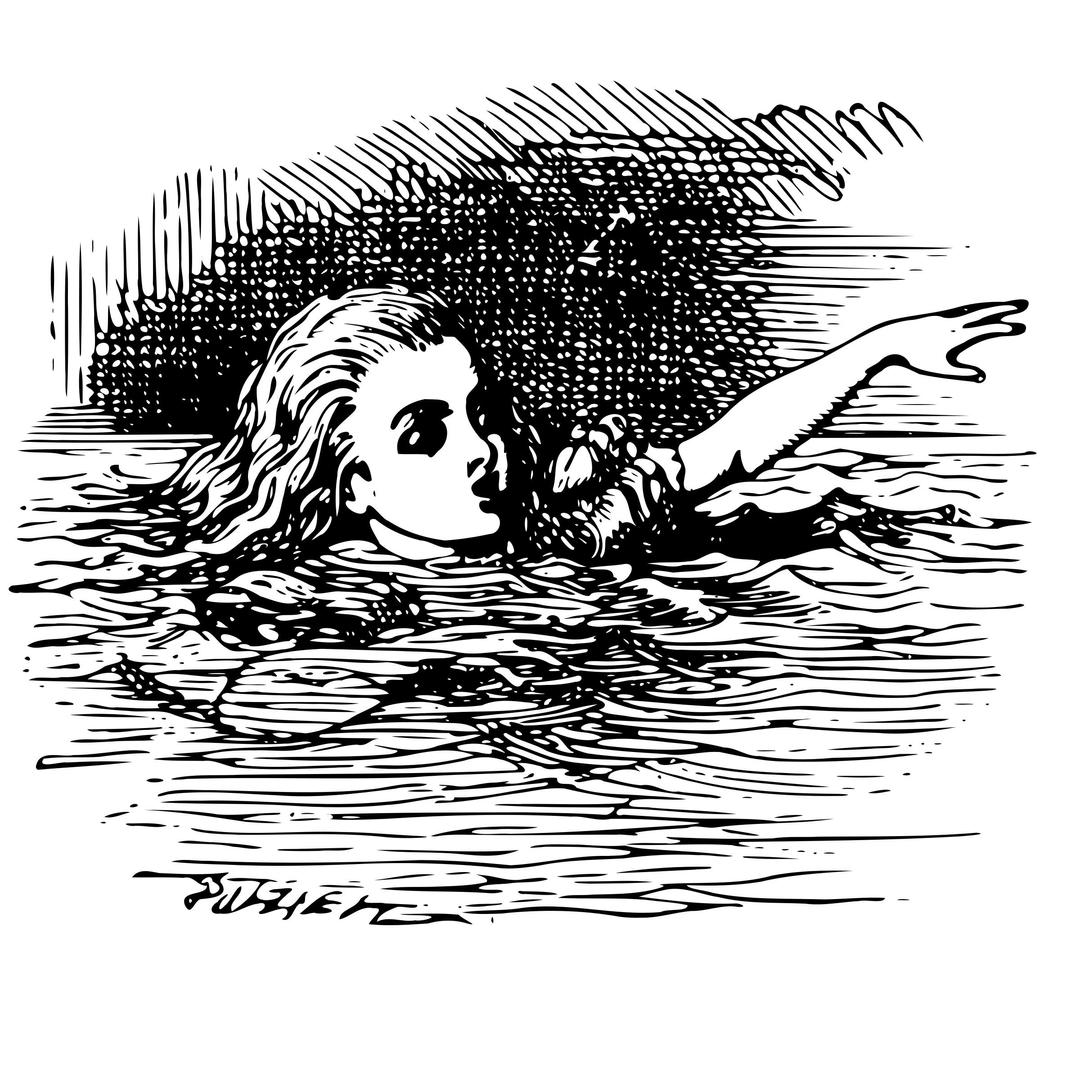 Alice In Wonderland - 7 - Alice swimming png transparent