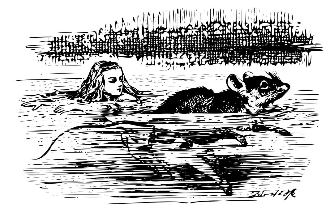 Alice In Wonderland - 8 - swimming with Mouse png transparent