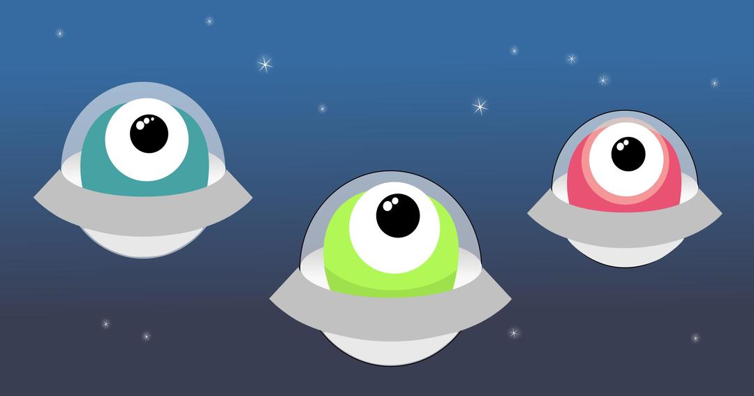 Aliens in flying saucers png transparent