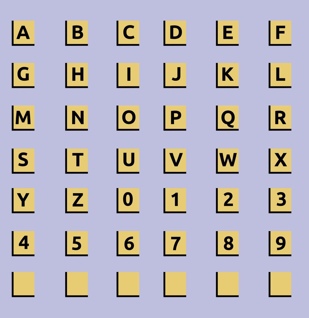 Alphanumeric Tiles png transparent