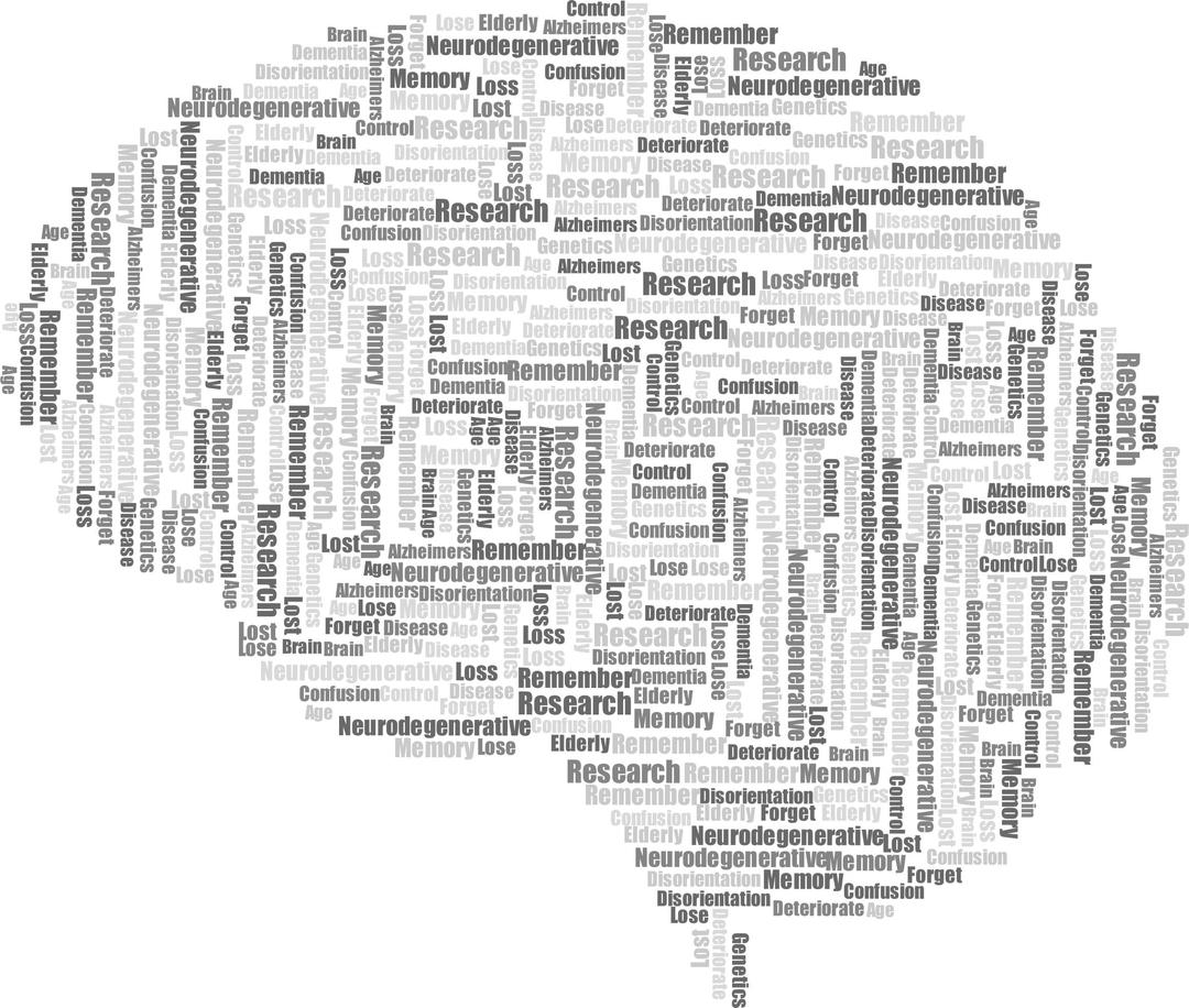 Alzheimers Brain Word Cloud Grayscale png transparent