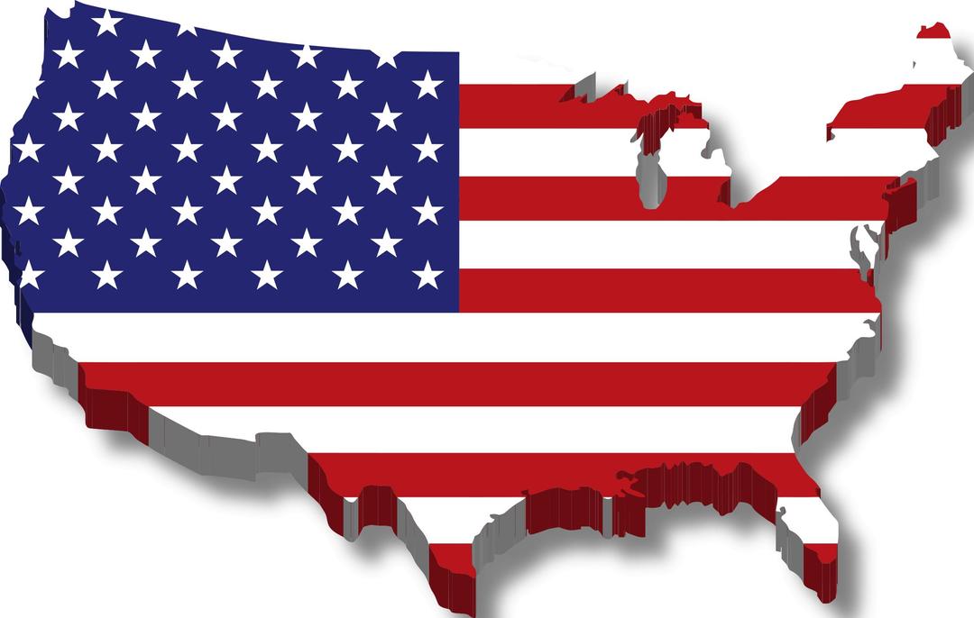 America Map Flag w/ Drop Shadow png transparent