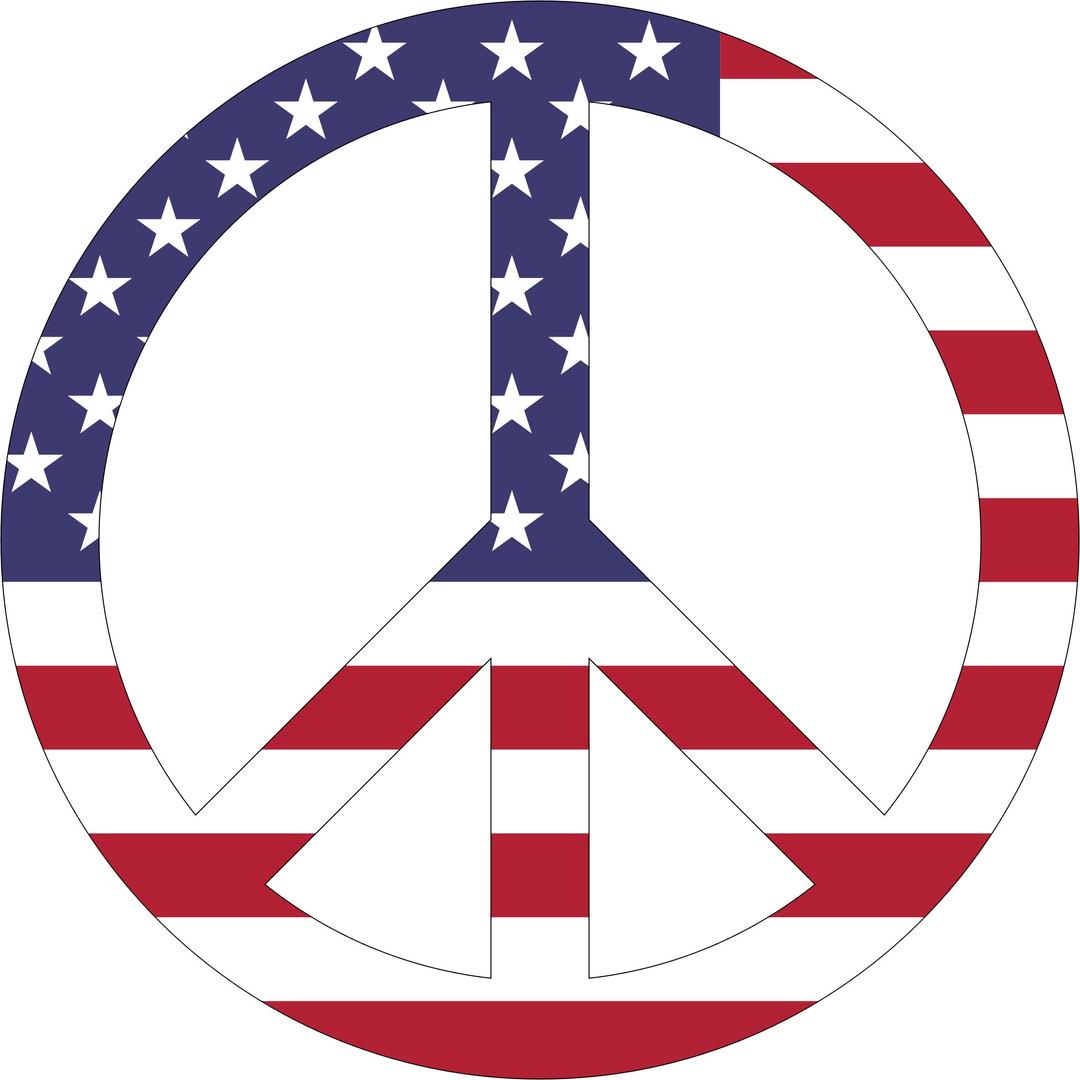 American Flag Peace Sign With Stroke png transparent