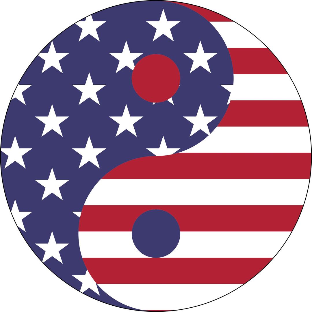 American Flag Yin Yang With Stroke png transparent