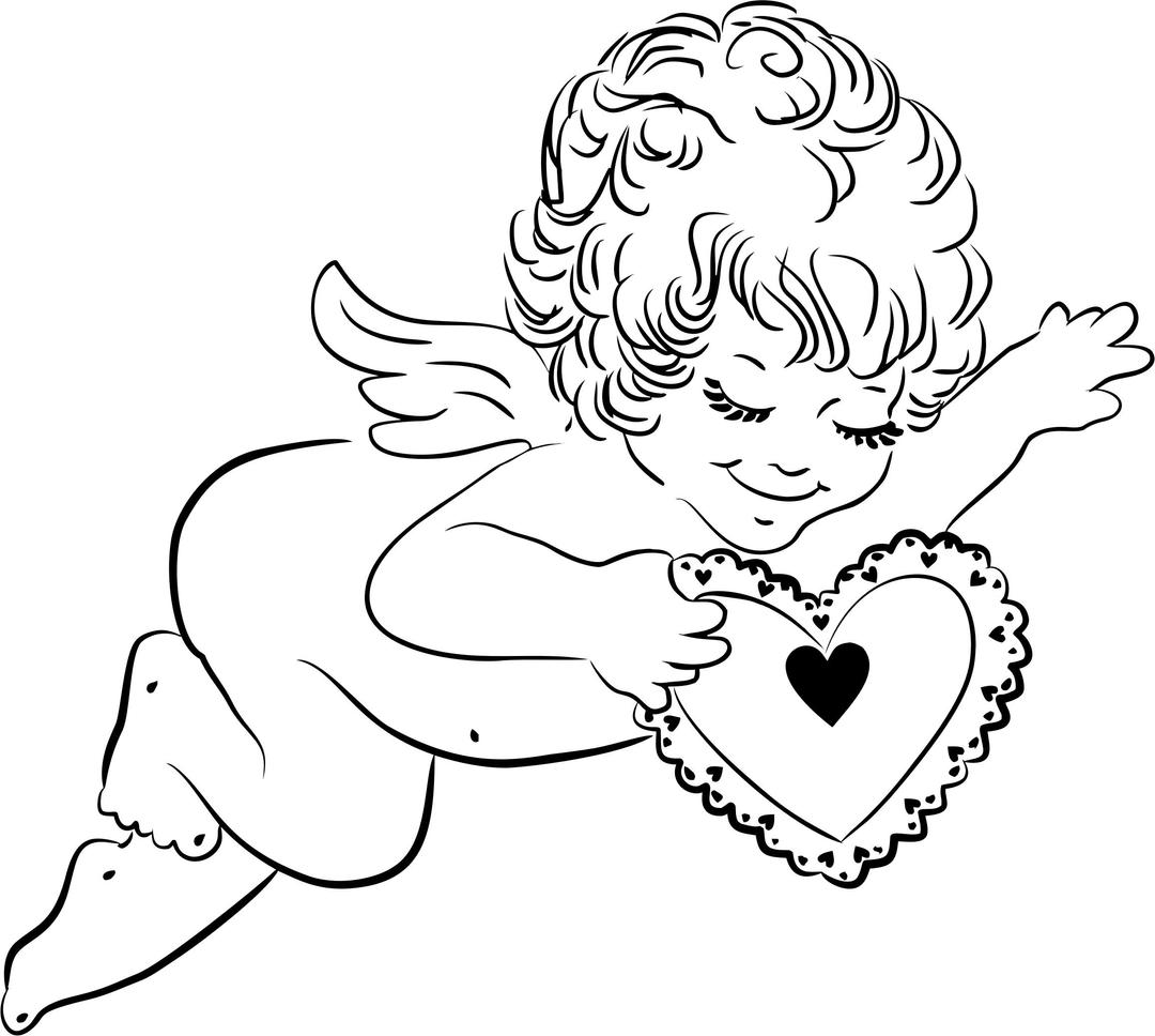 Angel With Heart Line Art png transparent