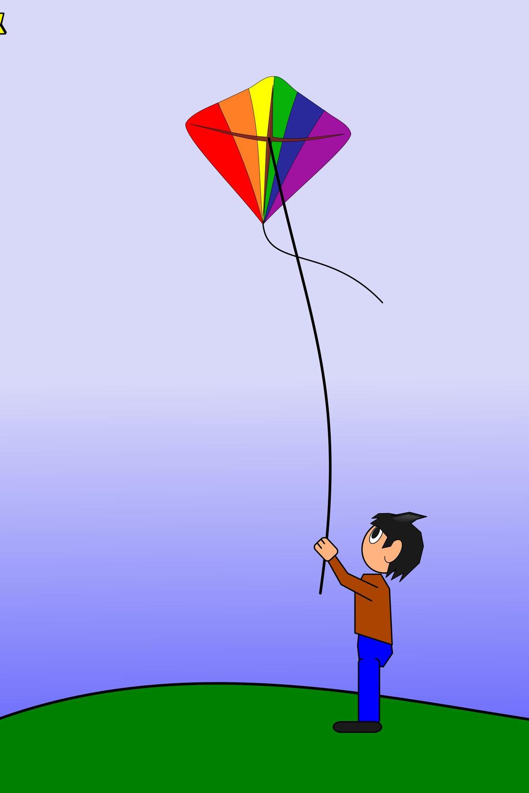 Animation of a Boy Flying a Kite png transparent