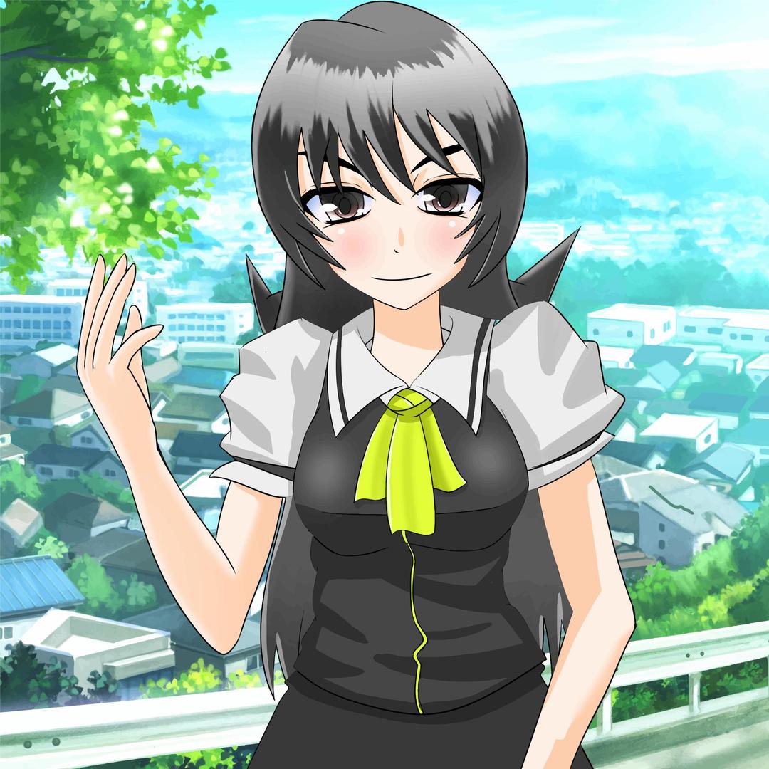 Anime Girl With City Backdrop png transparent