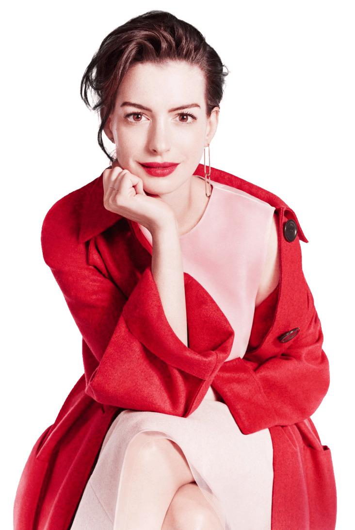 Anne Hathaway Red Coat png transparent