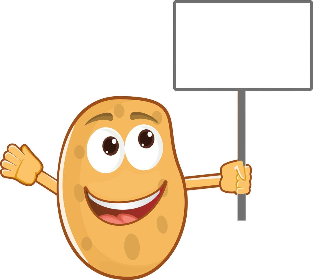 Anthropomorphic Potato Holding Sign png transparent