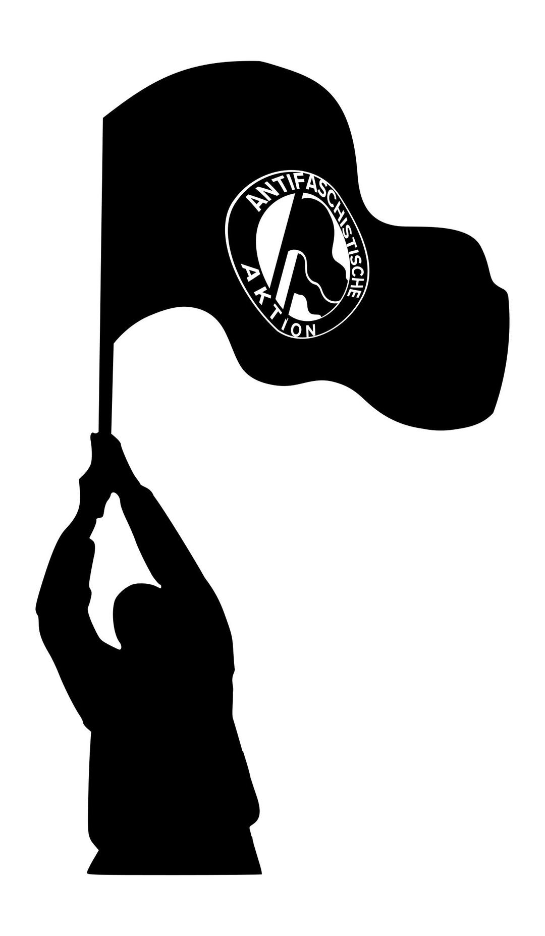 Antifascist holding an antifa flag png transparent
