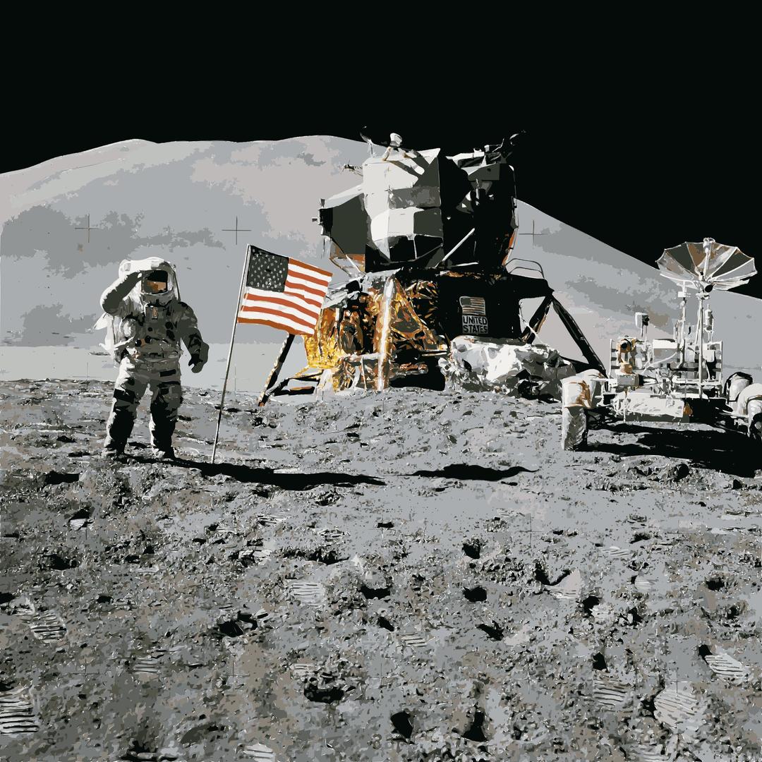 Apollo 15 flag, rover, LM, Irwin png transparent