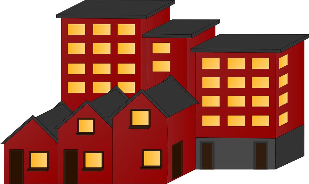 Appartment buildings and town houses png transparent