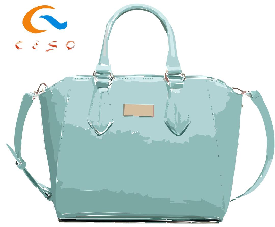 Aqua Leather Handbag with Logo png transparent