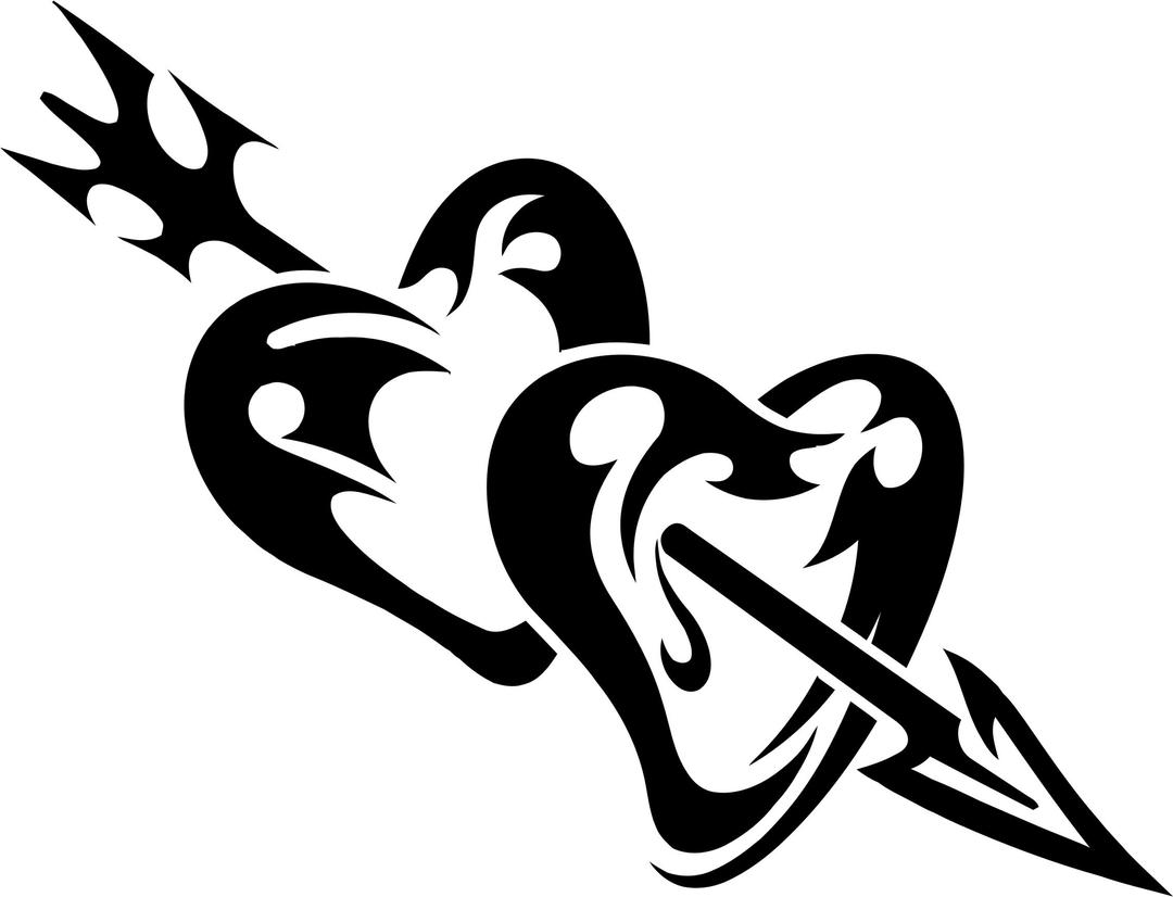 Arrow Piercing Two Tribal Hearts png transparent