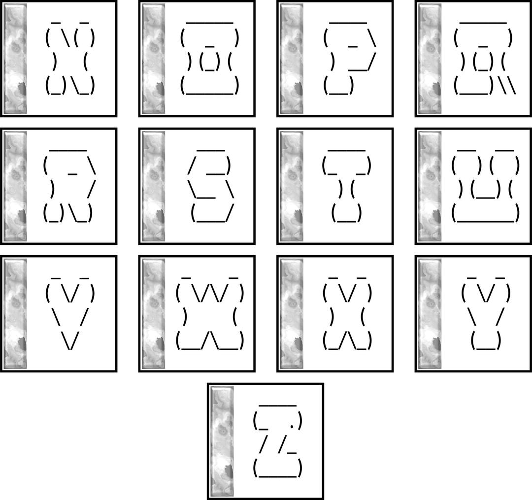 ASCII DropCaps 2 N-Z png transparent