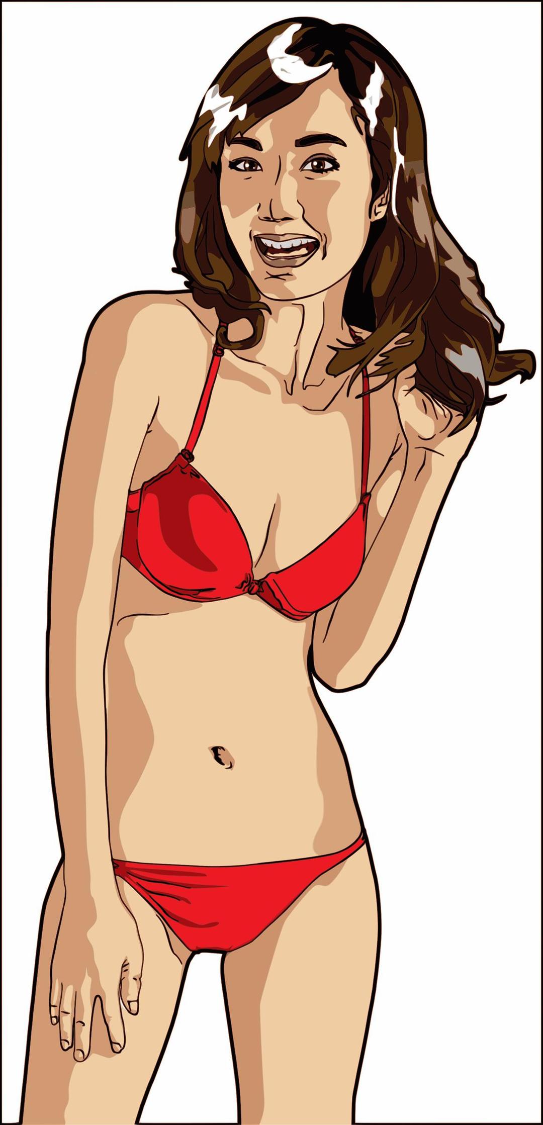 Asian Girl in Red Bikini png transparent