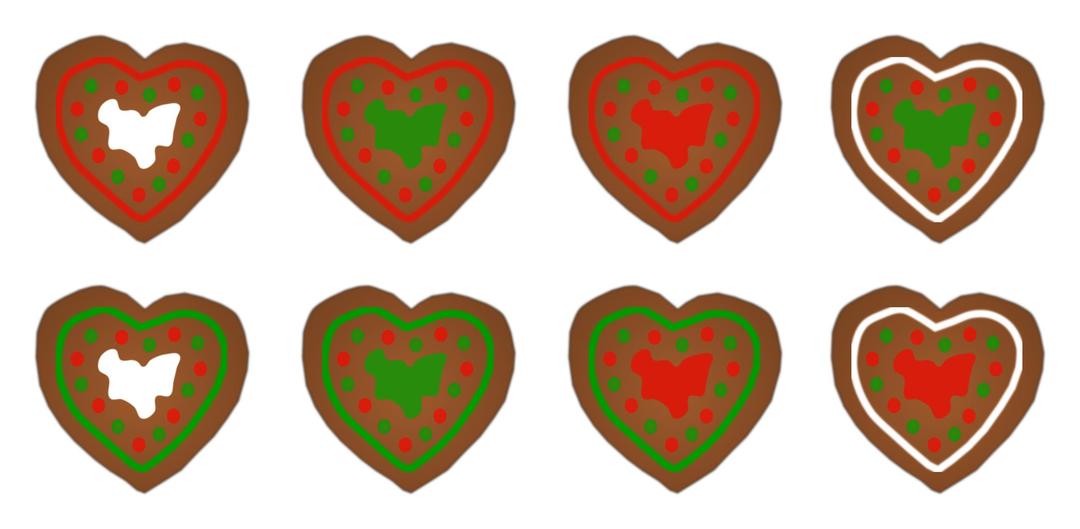 Assorted Gingerbread Heart Cookies png transparent