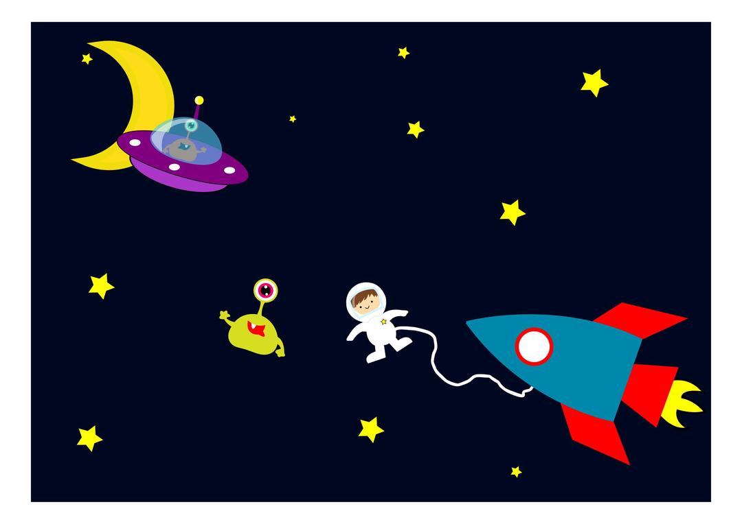 Astronaut encounters Aliens in space png transparent
