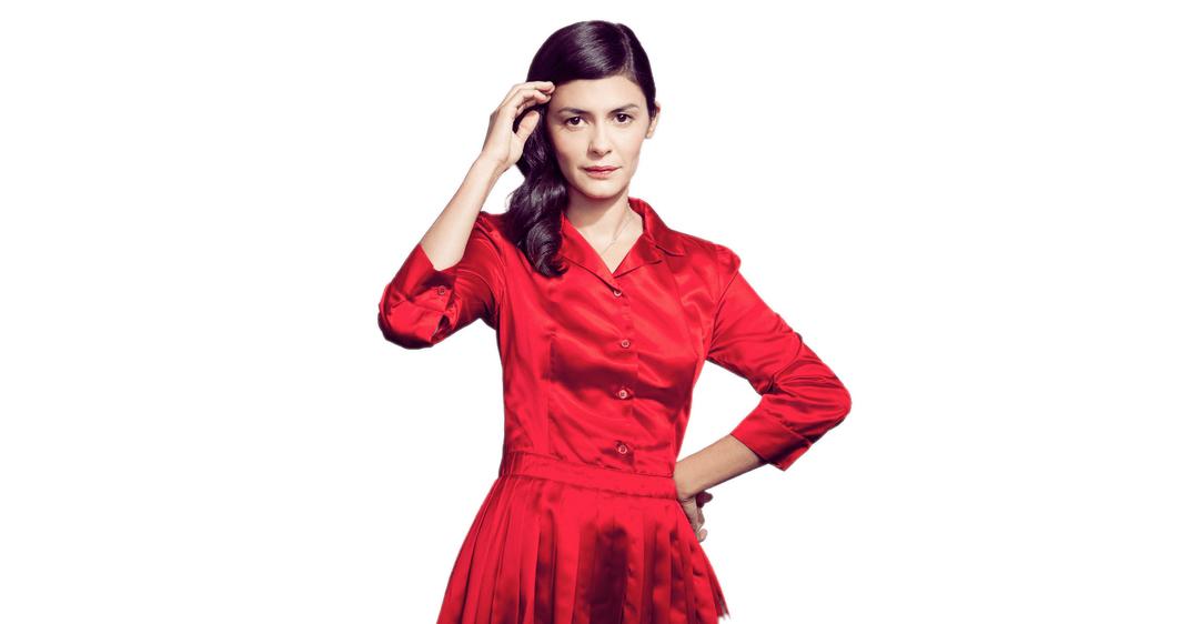 Audrey Tautou Red Dress png transparent