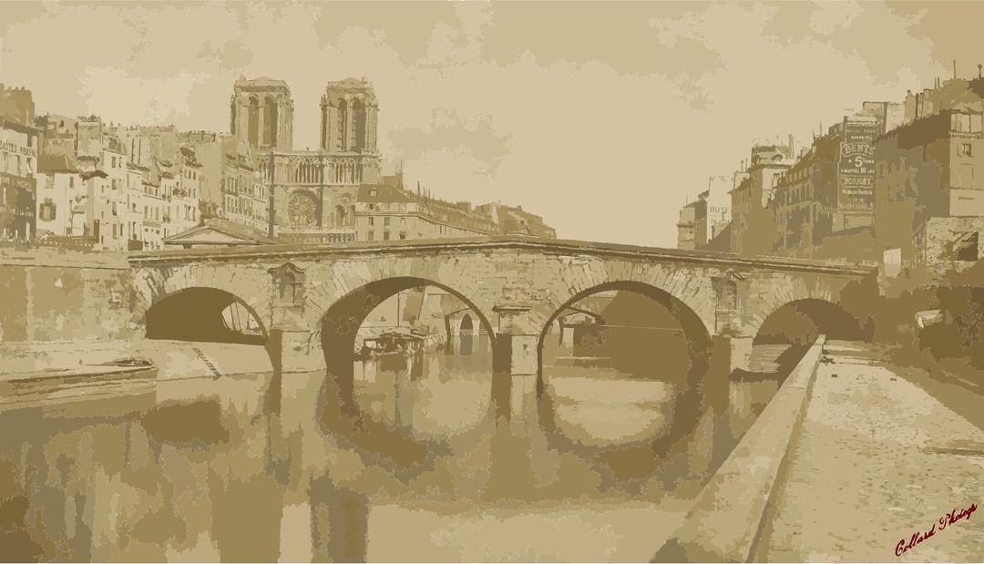Auguste-Hippolyte Collard, Ancien pont Saint-Michel, 1857 png transparent