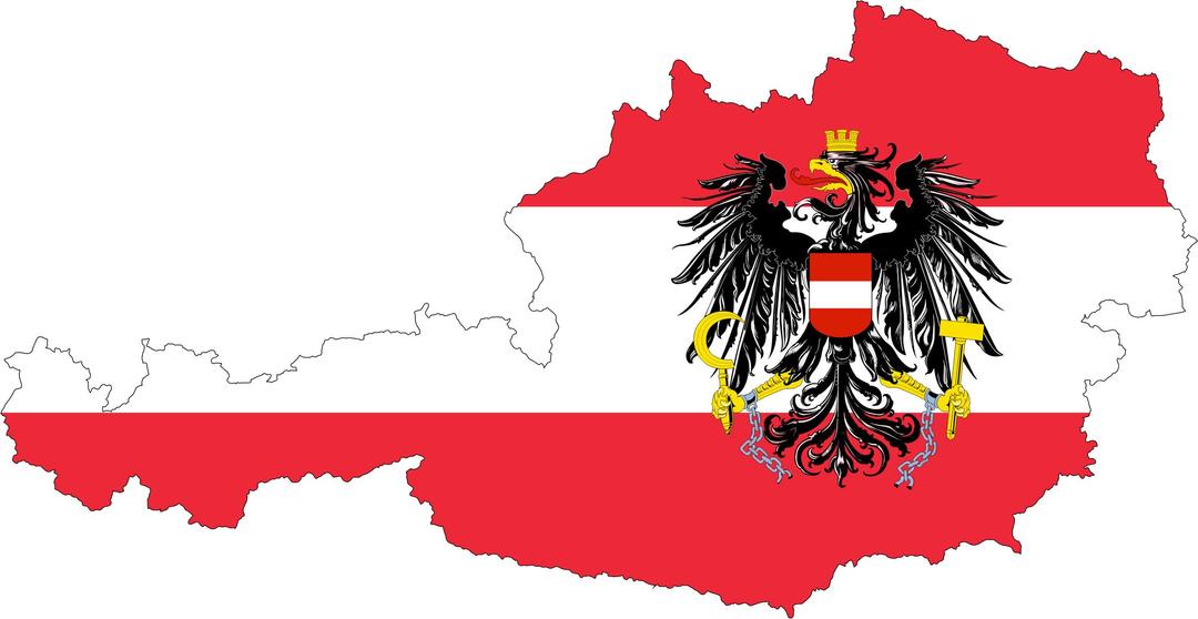 Austria Map Flag With Stroke And Coat Of Arms png transparent