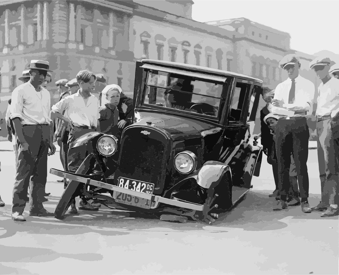 Auto wreck, USA, 1923 png transparent