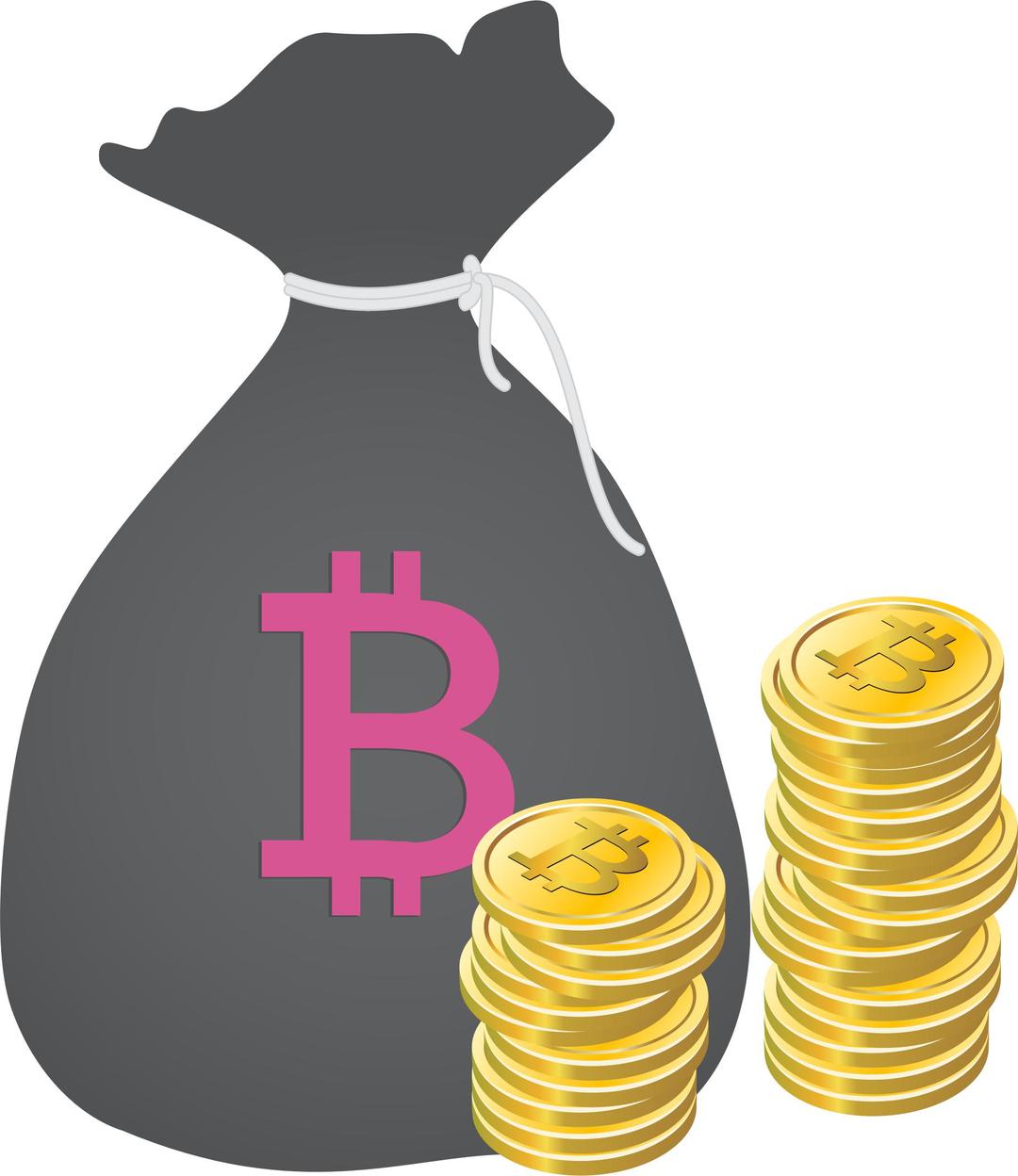 Bag of Bitcoins png transparent