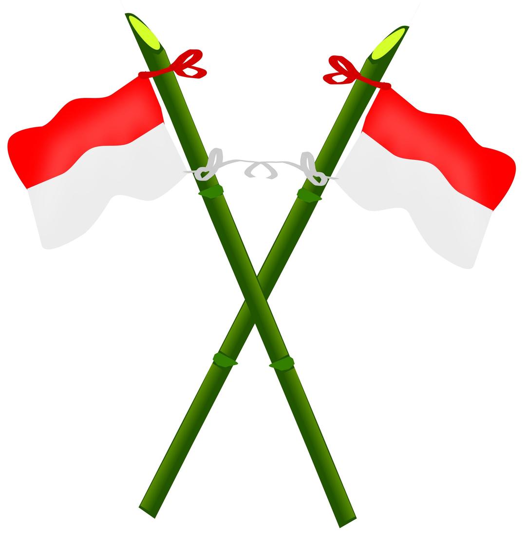 Bamboo and Indonesian flag-2 png transparent