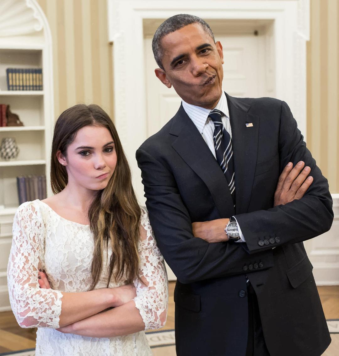 Barack Obama and McKayla Maroney png transparent