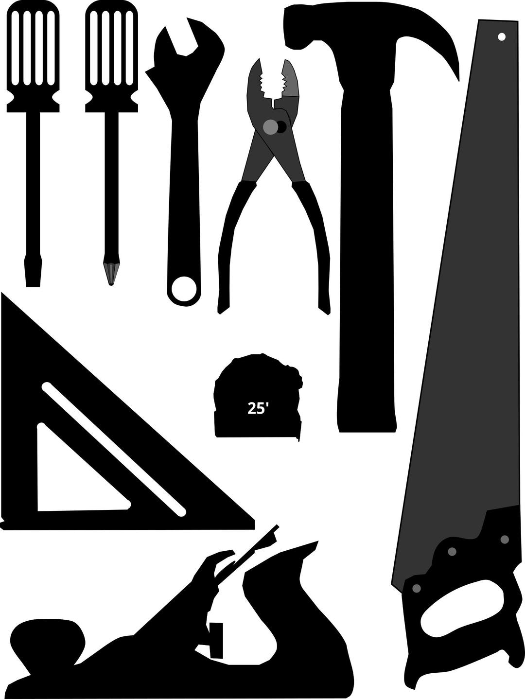 Basic Tools (silhouettes) png transparent