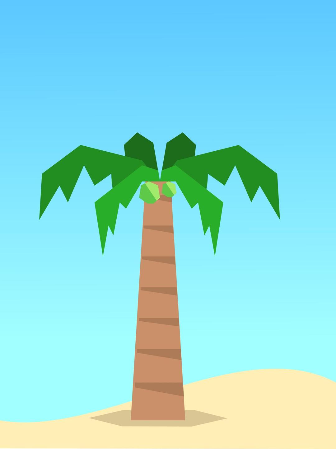 Beach scene with Coconut tree minimal design background png transparent