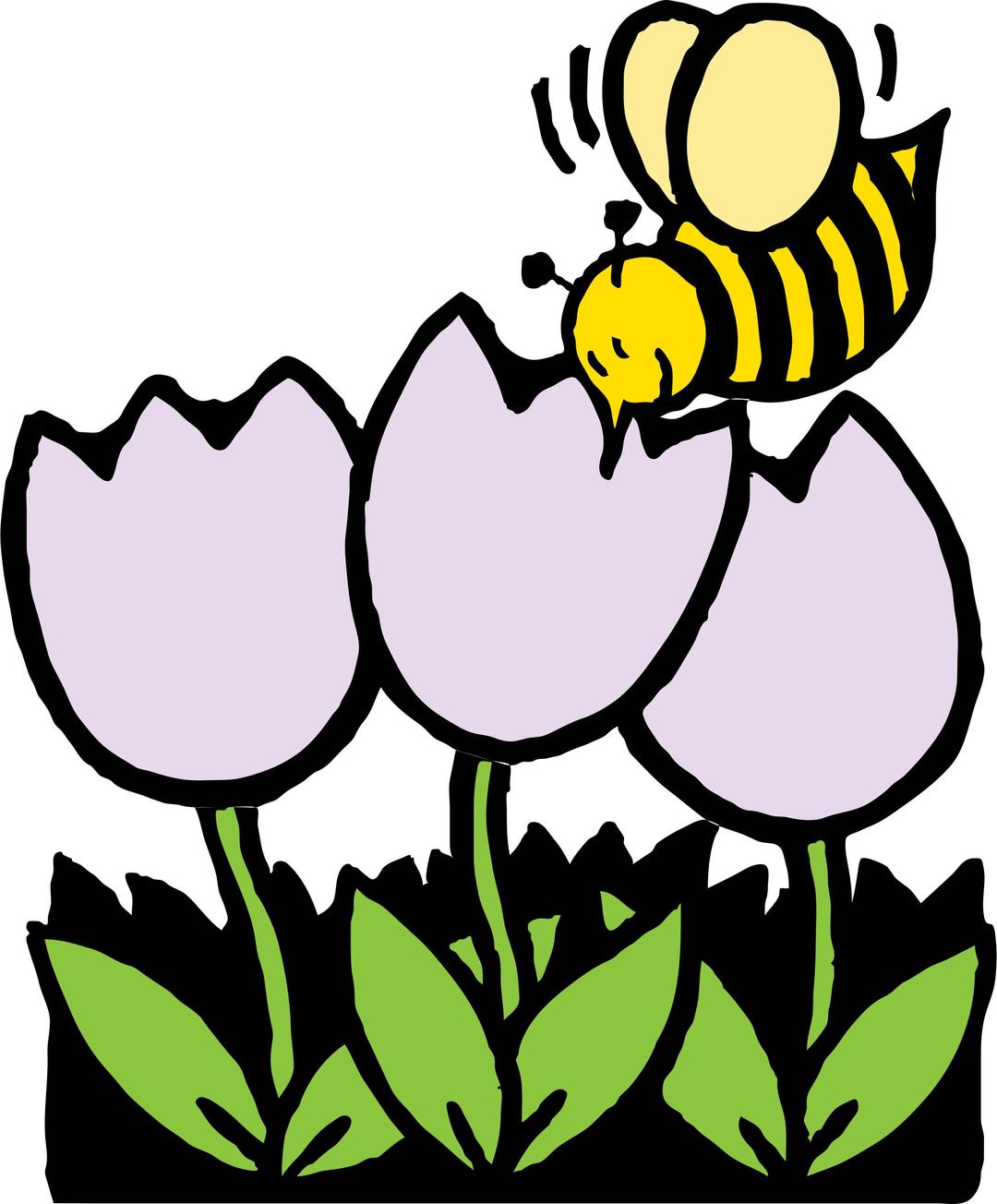 bee and flowers png transparent