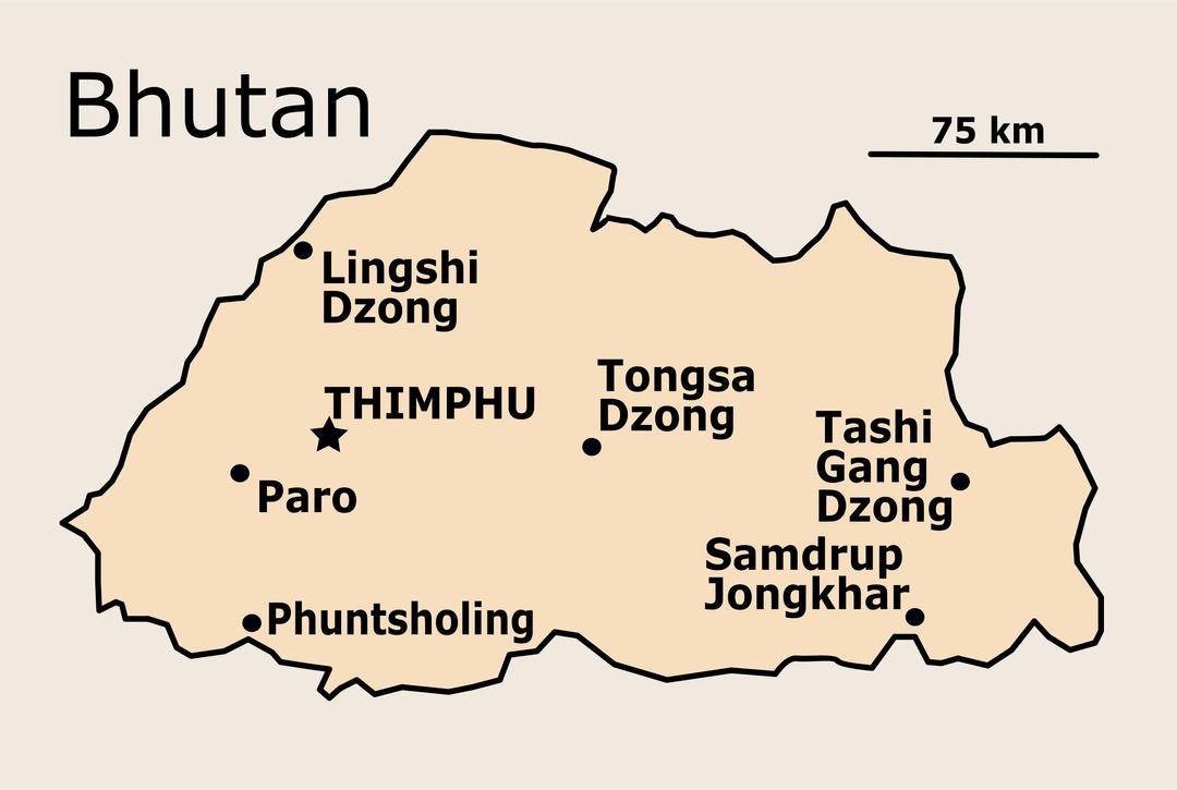 Bhutan Map png transparent