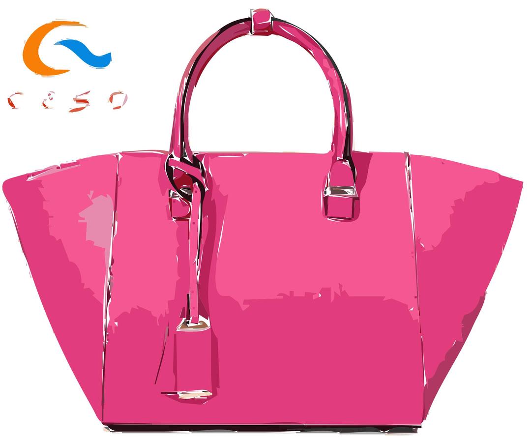 Big Pink Leather Handbag with Logo png transparent