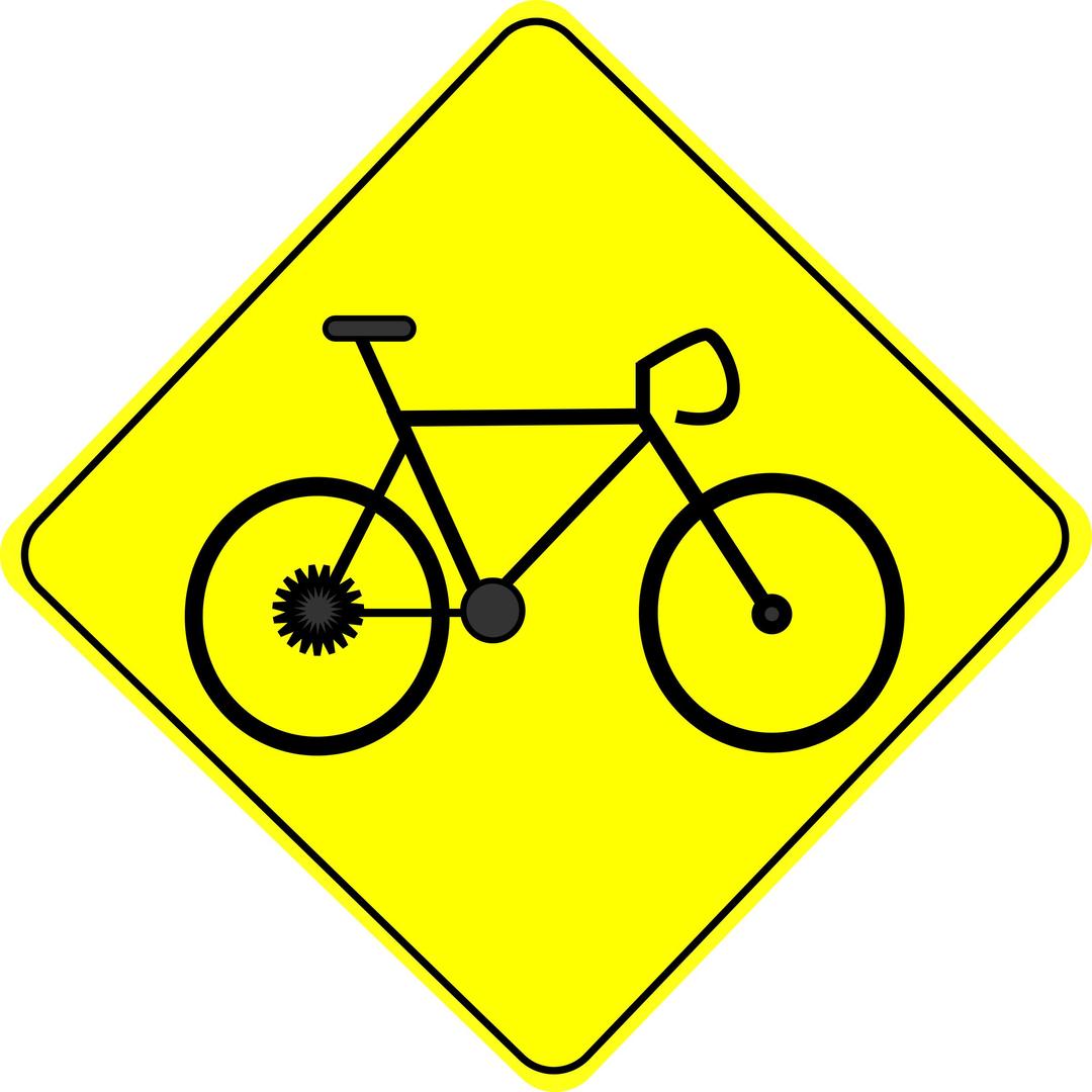 Bike Crossing Caution Road Sign - Free Clipart Icon png transparent