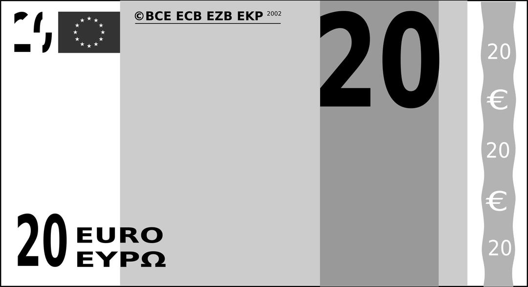 Billet de banque de 20 euros. png transparent
