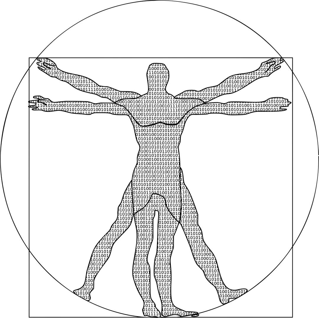 Binary Vitruvian Man png transparent