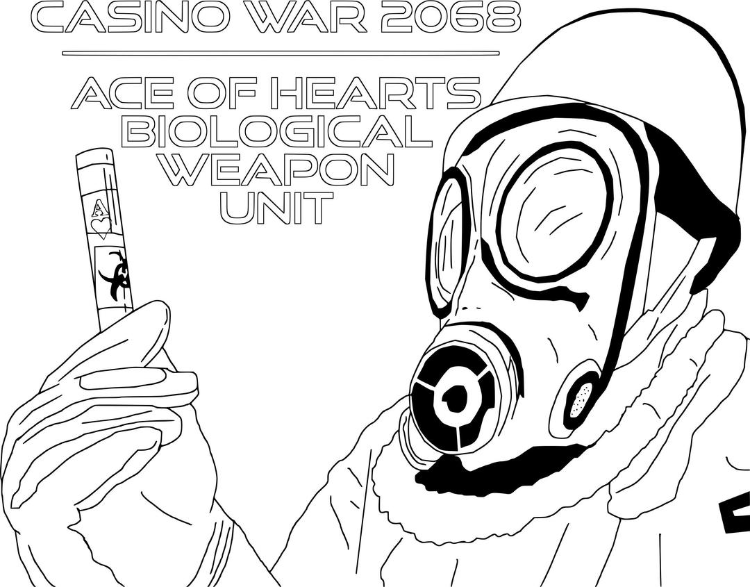 Biological Weapons Ace of Heart Casino War Coloring for Grown Ups png transparent