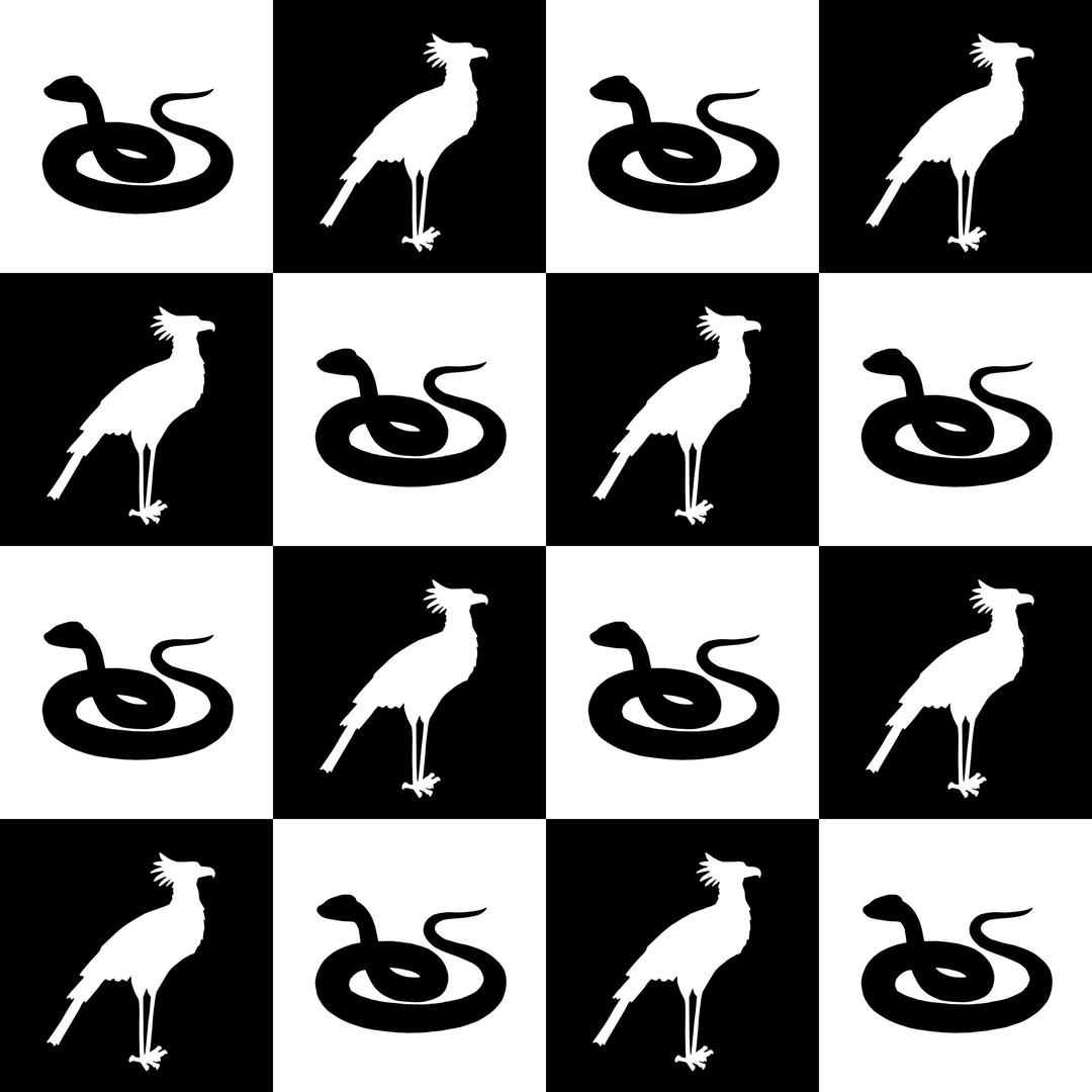 Bird and snake pattern (black and white) png transparent