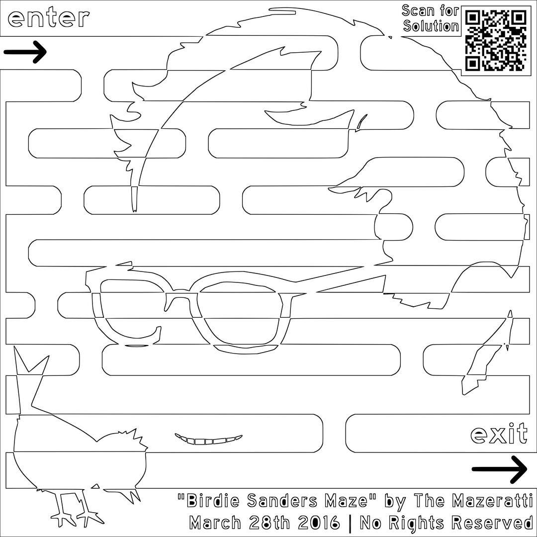 Birdie Sanders Maze Coloring Page for Adults png transparent