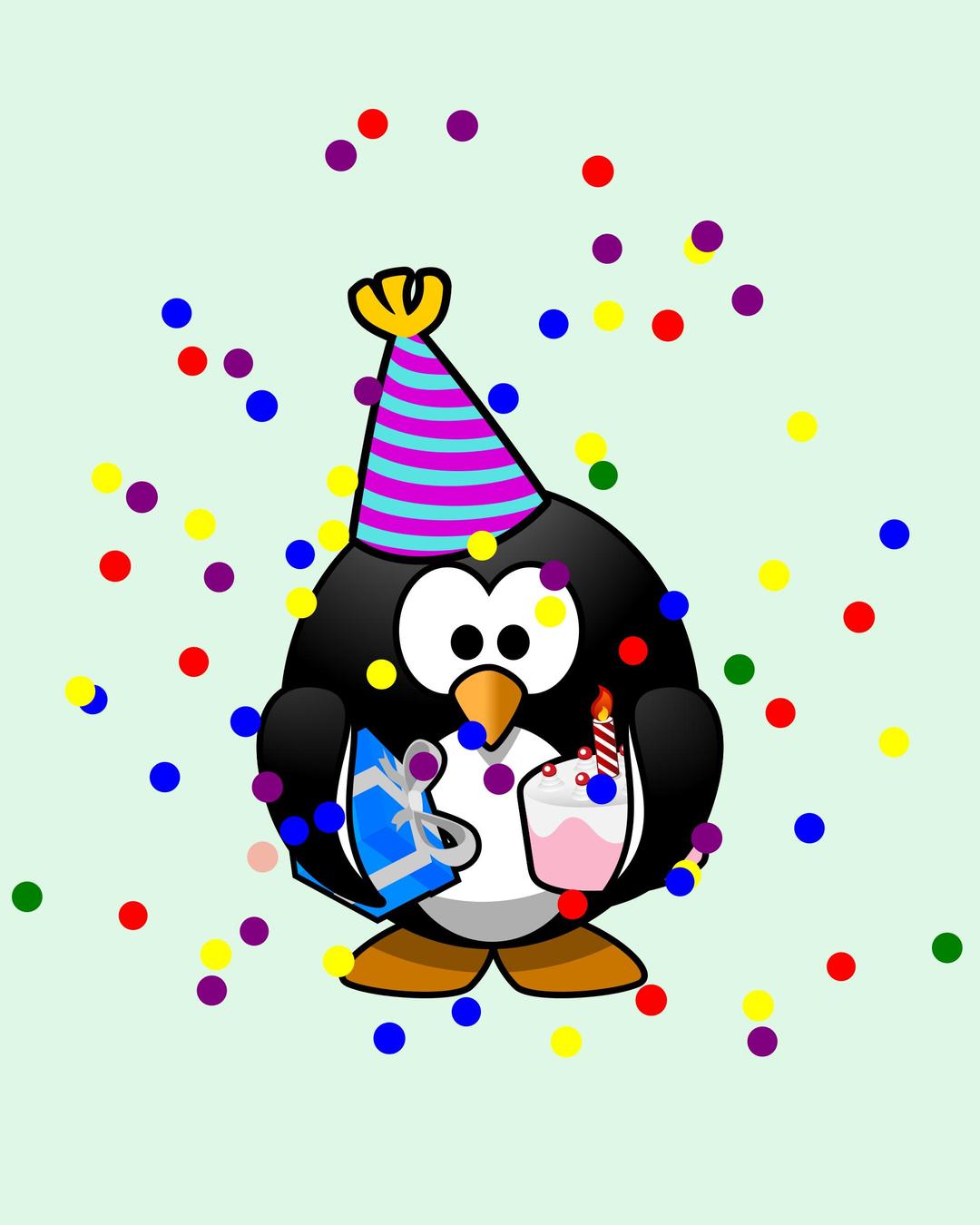Birthday Card with penguin png transparent