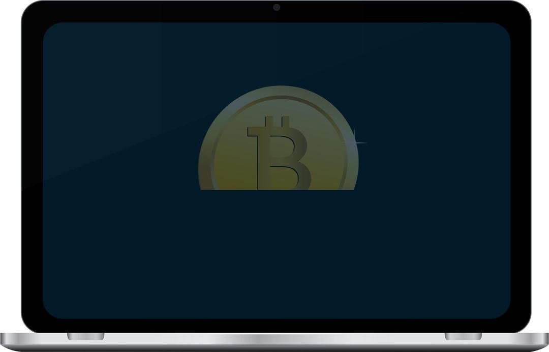 Bitcoin in laptop screen png transparent