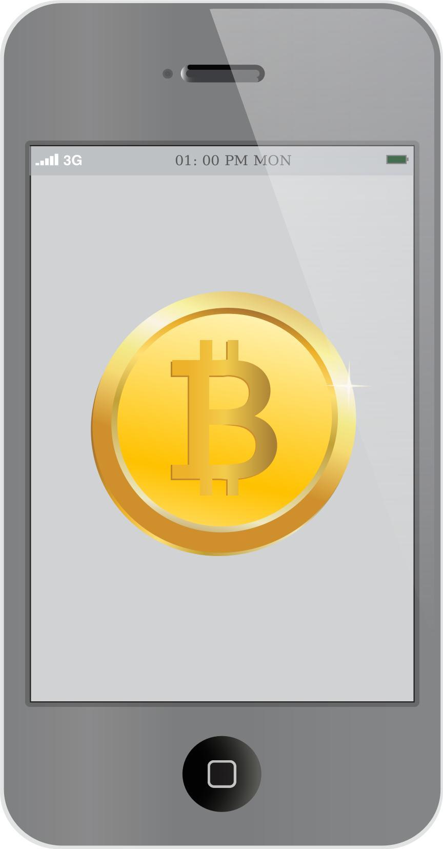 Bitcoin inside iPhone png transparent