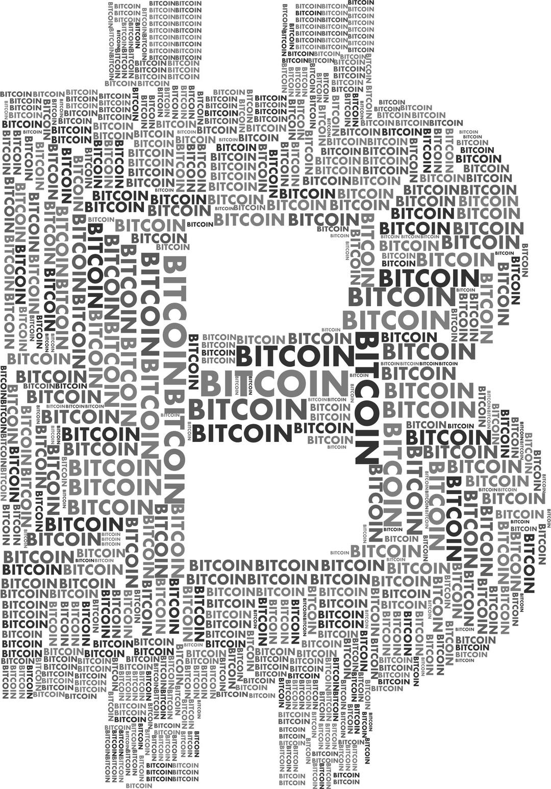 Bitcoin Logo Word Cloud Grayscale png transparent