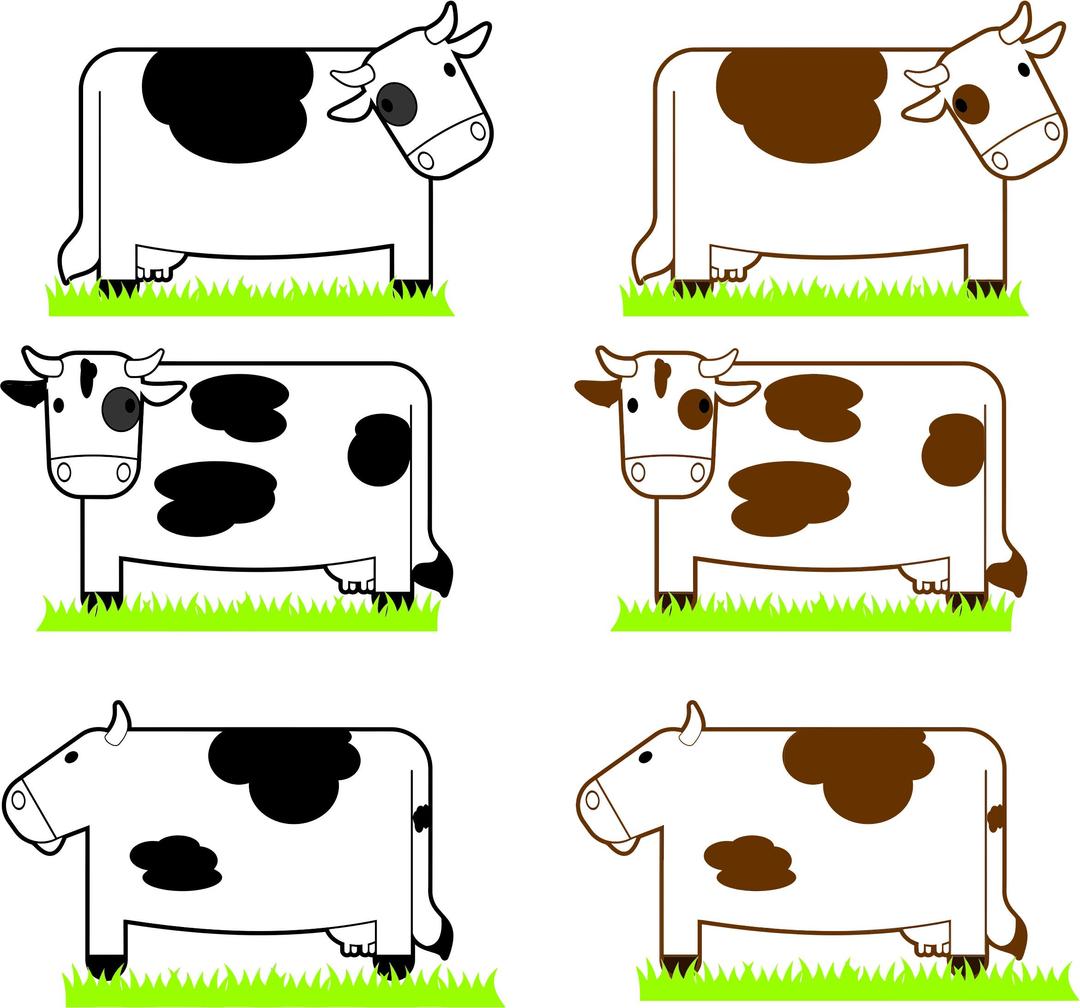 Black And Brown Cows With Grass png transparent