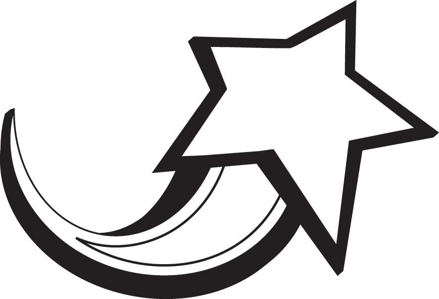 Black and White Shooting Star Clipart png transparent