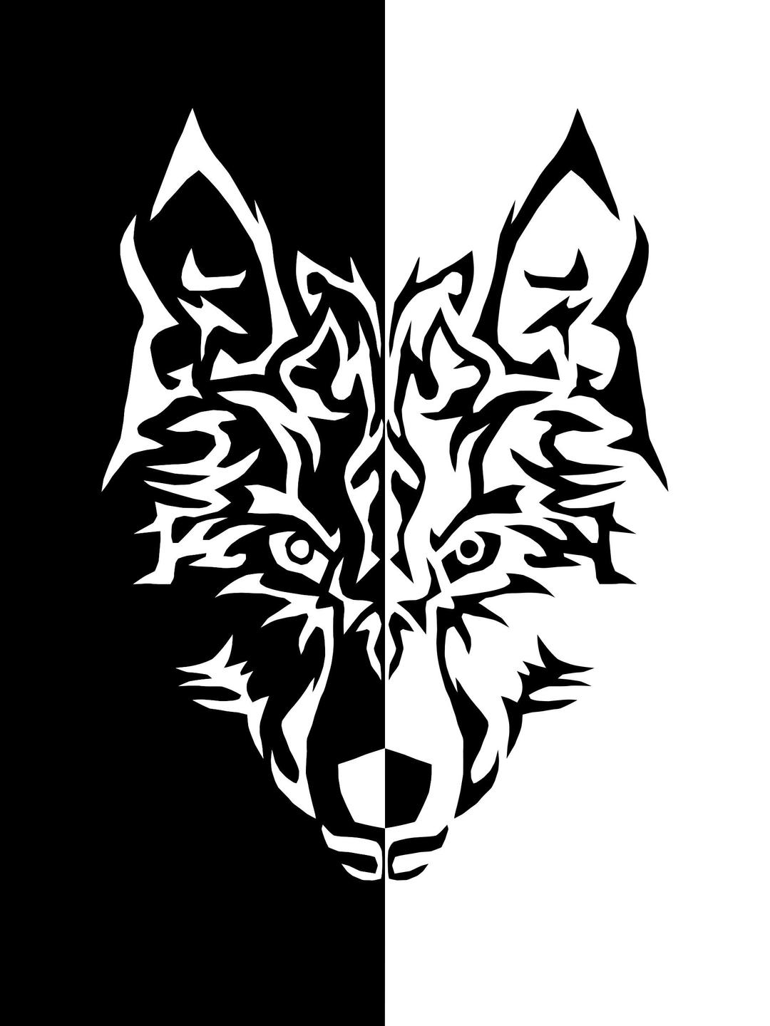 Black And White Tribal Wolf png transparent