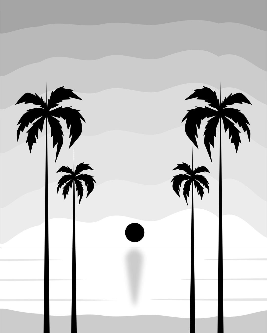 Black And White Tropical Sunset png transparent