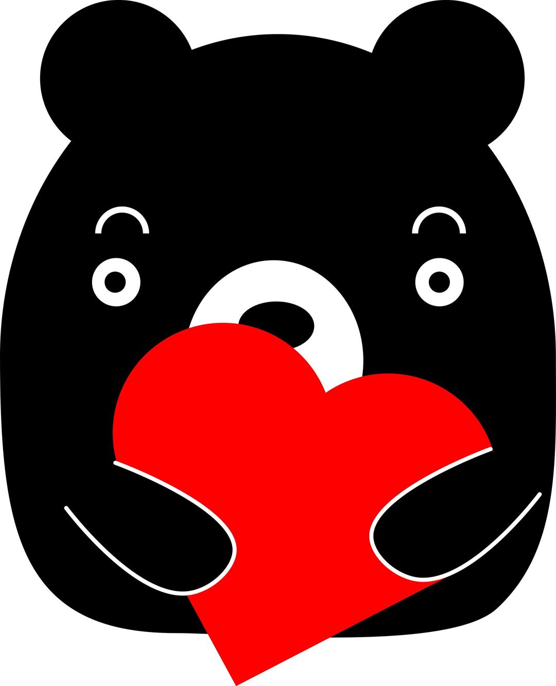 Black bear holding a heart png transparent