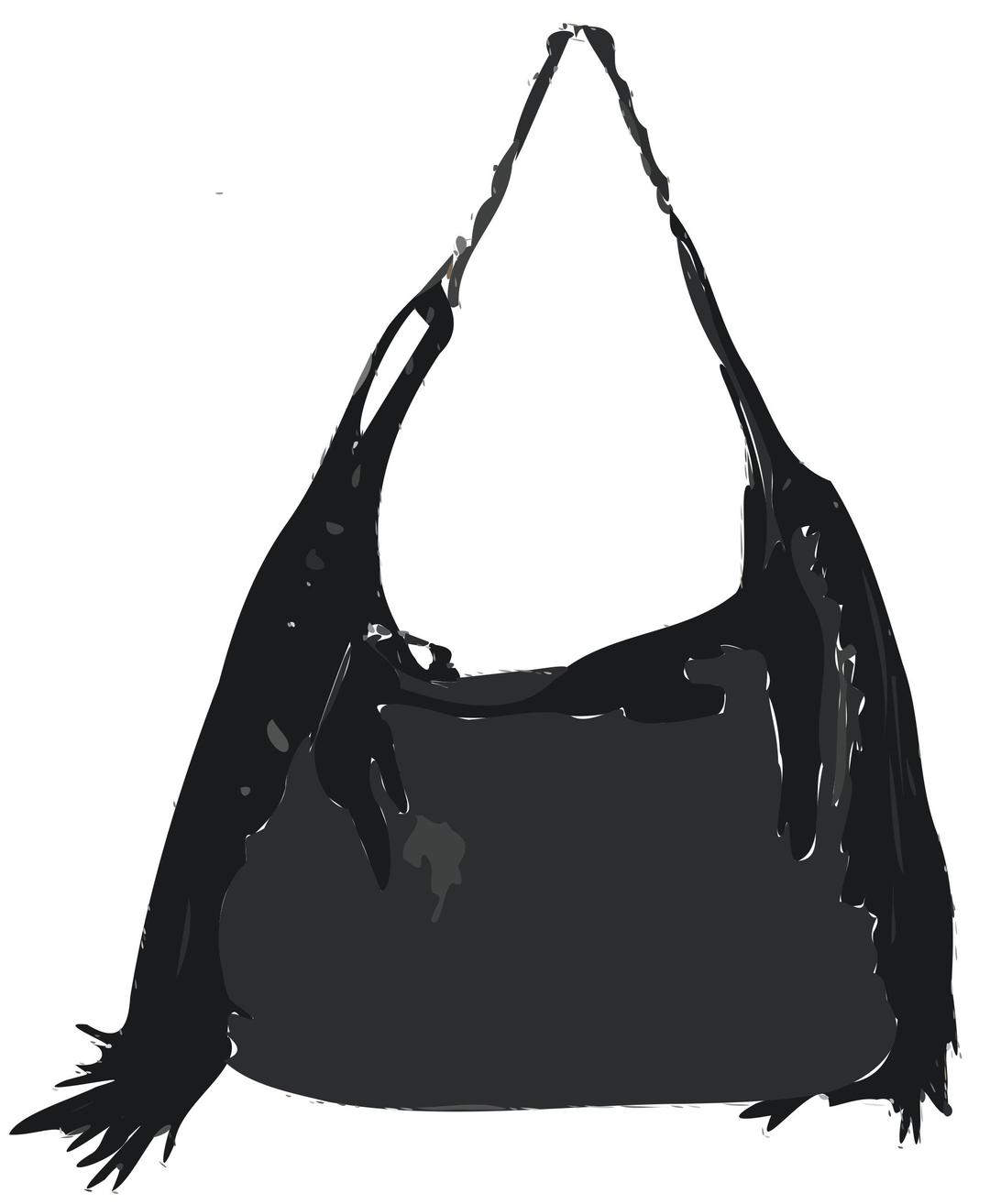 Black Handbag with tassles no logo png transparent